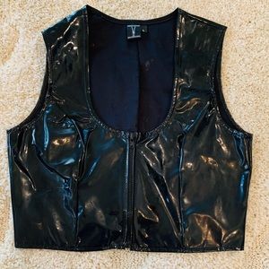 Black Patent Crop Vest